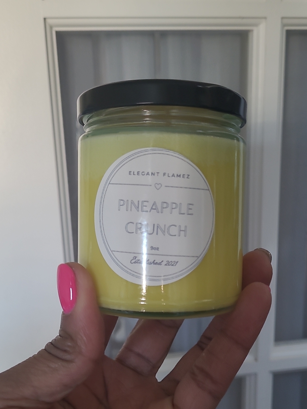 Elegant Flamez Pineapple Crunch Jar Candle - Yellow